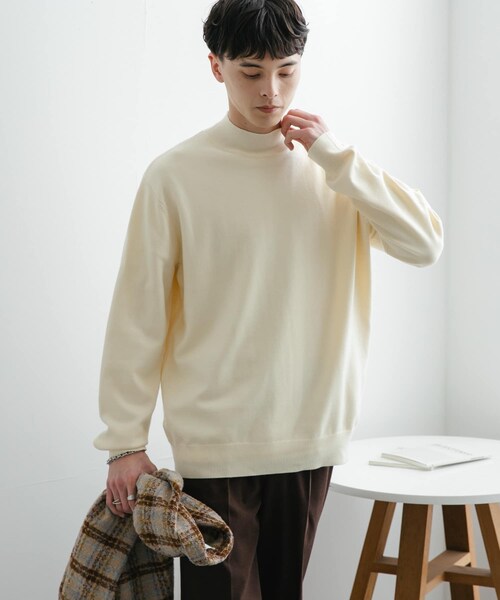 SENSE OF PLACE by URBAN RESEARCH(センスオブプレイスバイアーバンリサーチ)の「ストレッチモックネックニット(ニット/セーター・メンズ・IVORY/BLACK/BROWN/COGNAC/BLK×IVO/L.BLUE/NAVY・M/L)」の19枚目の写真