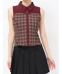 RESEXXY | チェックレイヤードノースリシャツ(シャツ/ブラウス)