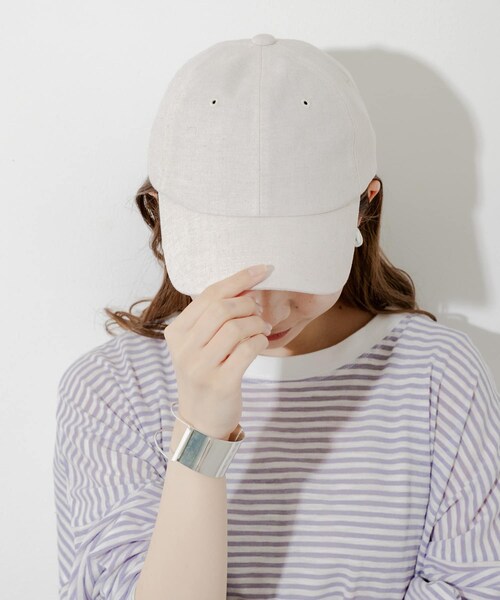 SMELLY（スメリー）の「シンプルリネンキャップ（キャップ・レディース・IVO/BEG/BLK・-）」の4枚目の写真