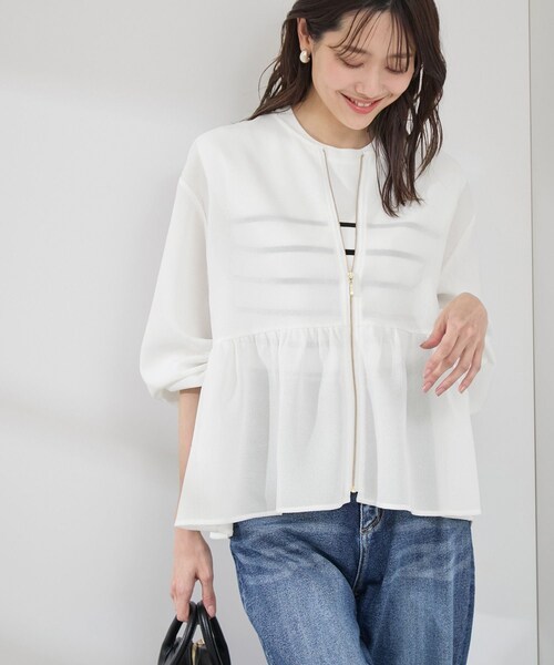 ROPE' PICNIC(ロペピクニック)の「メッシュペプラムブルゾン(ブルゾン・レディース・ブラック/ホワイト/ベージュ・38)」の13枚目の写真