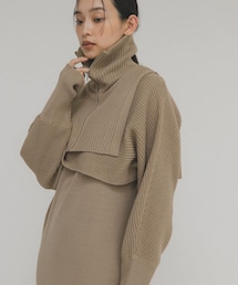 KBF | ハーフZIPレイヤードニットワンピース(ワンピース)