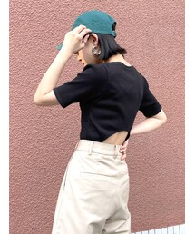 Ungrid | バックオープンフィットハーフスリーブTee(Tシャツ/カットソー)