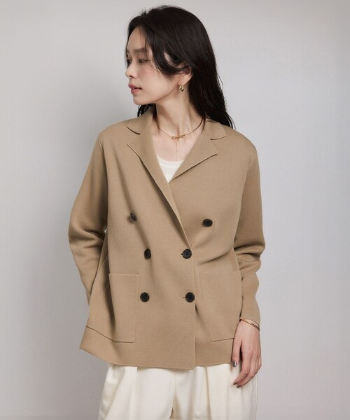 ROPE'（ロペ）の「ミラノリブ ニットダブルジャケット/イージーケア（テーラードジャケット・レディース・ベージュ/ネイビー・36/38）」の3枚目の写真