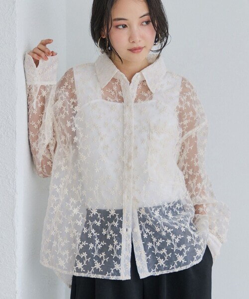 VIS（ビス）の「刺しゅうレースオーバーシャツ（シャツ/ブラウス・レディース・キナリ系・F）」の21枚目の写真