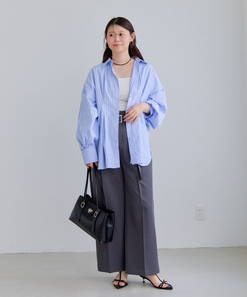 VIS（ビス）の「【WEB限定】ウエストタックシャツ（シャツ/ブラウス・レディース・ホワイト/ブルー系/ピンク/イエロー・F）」の15枚目の写真