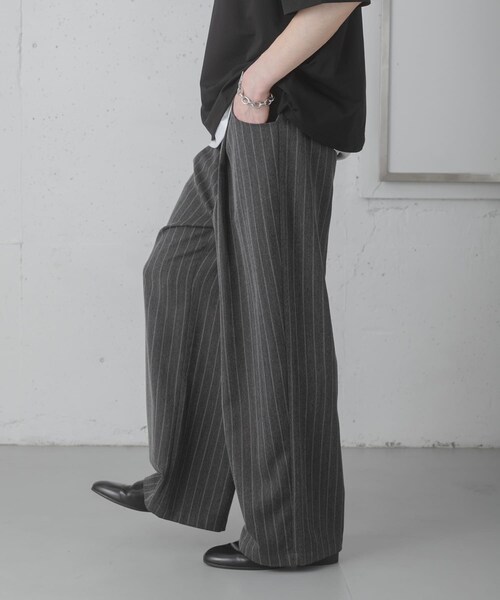 SENSE OF PLACE by URBAN RESEARCH(センスオブプレイスバイアーバンリサーチ)の「ピンストライプタックワイドスラックス(その他パンツ・メンズ・CHARCOAL/BROWN/GREIGE・M/L)」の16枚目の写真