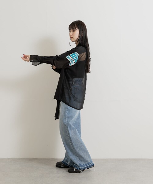 THE GOODLAND MARKET（ザグッドランドマーケット）の「SREU　リバーシブルタイカラーブラウス（シャツ/ブラウス・レディース・BLACK2/WHITE/BLACK・M）」の15枚目の写真