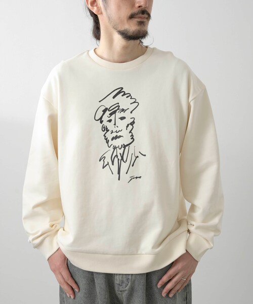 ITEMS URBANRESEARCH（アイテムズ アーバンリサーチ）の「フレンチアートプリントクルーネックスウェット（スウェット・メンズ・DRAWINGOFF/DRAWINGGRY/LOGO OFF/LOGO GRY・M/L）」の12枚目の写真