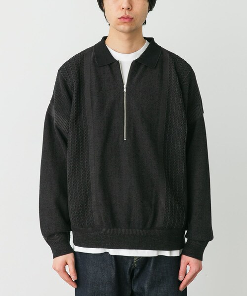 URBAN RESEARCH DOORS（アーバンリサーチドアーズ）の「YASHIKI　KANTO ZIP POLO（ポロシャツ・メンズ・M.GRAY/BLACK・1/2）」の11枚目の写真