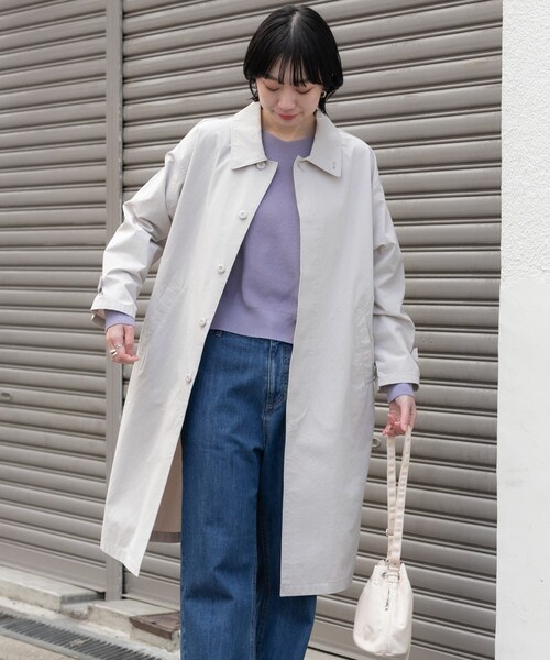 URBAN RESEARCH DOORS（アーバンリサーチドアーズ）の「塩縮コットンステンカラーコート（ステンカラーコート・レディース・LIGHT GRAY/BEIGE・M）」の7枚目の写真