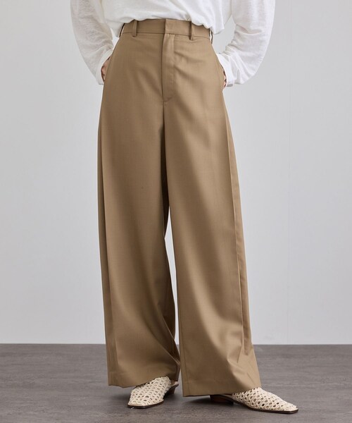 ADAM ET ROPE'(アダムエロペ)の「ウーステッドツイルタックパンツ / セットアップ対応(その他パンツ・レディース・チャコール/ベージュ系・M/S)」の8枚目の写真