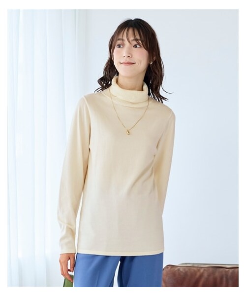nissen（ニッセン）の「大きいサイズ 優しい肌触りの定番タートルネックセーター（ニット/セーター・レディース・オフホワイト/杢グレー/黒/コバルトブルー/セルリアンブルー/モカ/パープル・L/LL/3L/4L/5L/6L/8L/10L）」の8枚目の写真