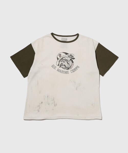 ADAM ET ROPE'(アダムエロペ)の「【BOWWOW/バウワウ】USMC BULLDOG RIBBED SS CS AGING(Tシャツ/カットソー・メンズ・ホワイト系・L/M/XL)」の2枚目の写真