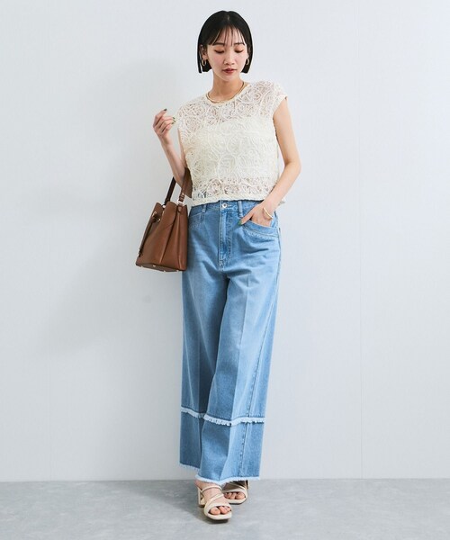 VIS（ビス）の「フリンジフレアデニム（デニムパンツ・レディース・ブルー系/サックス・M/S）」の6枚目の写真