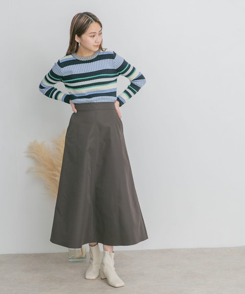 KBF（ケイビーエフ）の「ツイルフレアロングスカート（スカート・レディース・L.KHAKI/L.LIME/D.CHARCOAL・one）」の14枚目の写真