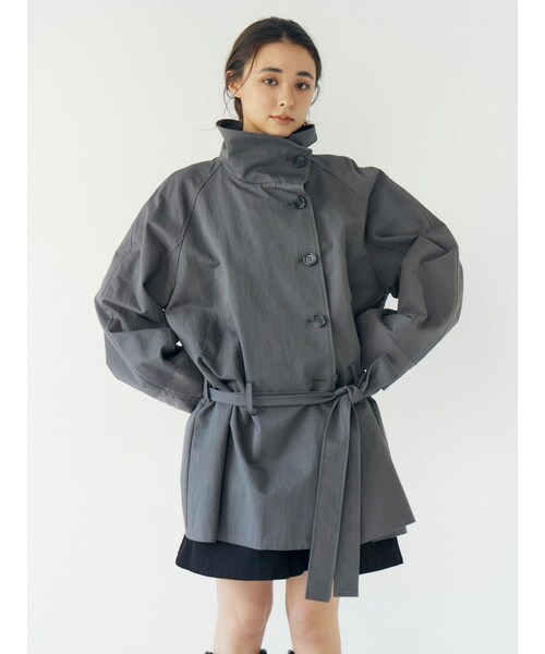 Ungrid（アングリッド）の「スタンドカラーミドル丈トレンチコート（トレンチコート・レディース・ベージュ/カーキ/チャコールグレー・F）」の20枚目の写真