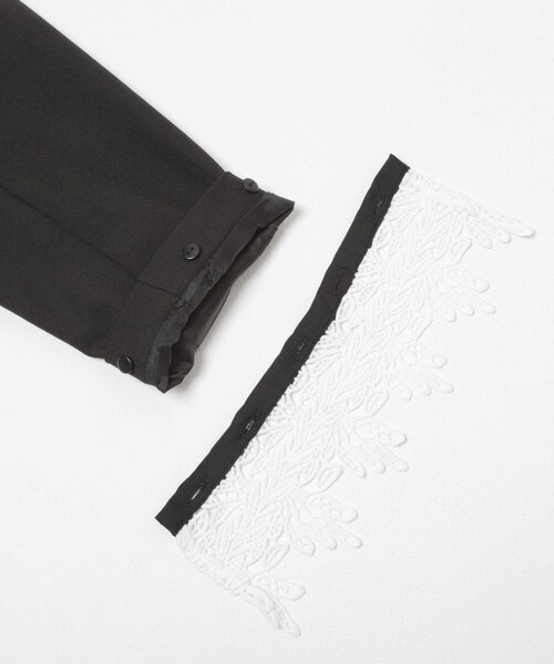 SENSE OF PLACE by URBAN RESEARCH(センスオブプレイスバイアーバンリサーチ)の「レースレイヤードノーカラージャケット(ノーカラージャケット・レディース・BLACK/Y.BEIGE・One)」の9枚目の写真