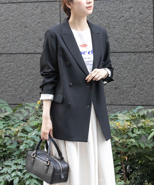 URBAN RESEARCH（アーバンリサーチ）の「ダブルブレストブレザージャケット（テーラードジャケット・レディース・NAVY/BLACK・36/38）」の19枚目の写真