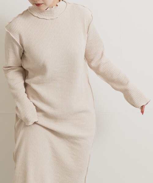 THE GOODLAND MARKET（ザグッドランドマーケット）の「&her　Smooth Rib Onepiece（ワンピース・レディース・CHARCOAL/OFF・FREE）」の5枚目の写真