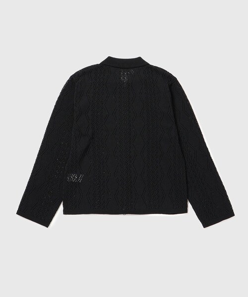 ADAM ET ROPE'（アダムエロペ）の「【AMOMENTO/アモーメント】CROCHET ZIP-UP CARDIGAN（カーディガン/ボレロ・メンズ・ブラック/ホワイト・L/M）」の14枚目の写真