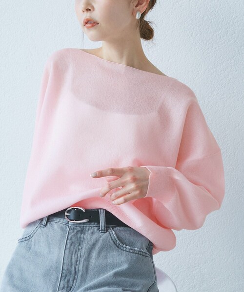 ROPE' PICNIC（ロペピクニック）の「スポンジシアーニットプルオーバー（ニット/セーター・レディース・チャコール/キナリ/グリーン系/ピンク・38）」の5枚目の写真