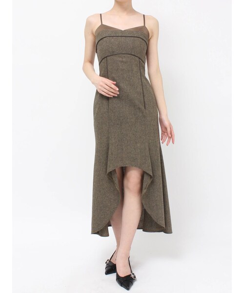 RESEXXY（リゼクシー）の「バイカラーアシンメトリーキャミワンピース（ワンピース・レディース・グレー/ブラック/ブラウン・F）」の6枚目の写真