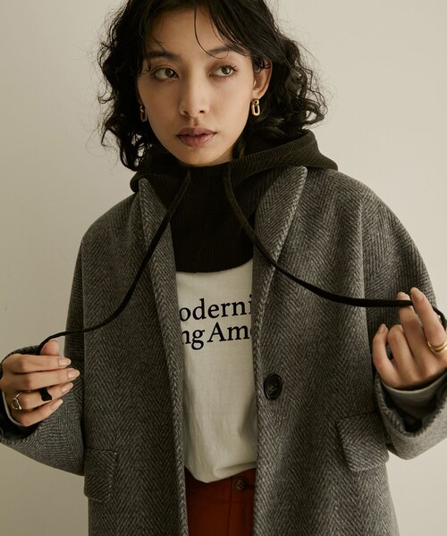 ADAM ET ROPE'（アダムエロペ）の「【極上の肌ざわり】バラクラバ-CreamyCotton /クリーミーコットン-（ストール/ショール・レディース・ブラック系/ホワイト系/モスグリーン/ピンク系・F）」の2枚目の写真