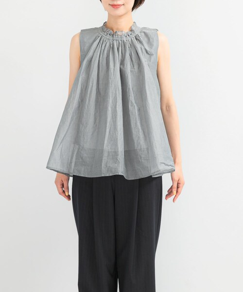 URBAN RESEARCH ROSSO（アーバンリサーチロッソ）の「MARILYN MOON　sheer cotton gather blouse（シャツ/ブラウス・レディース・BLACK/GRAY・FREE）」の13枚目の写真