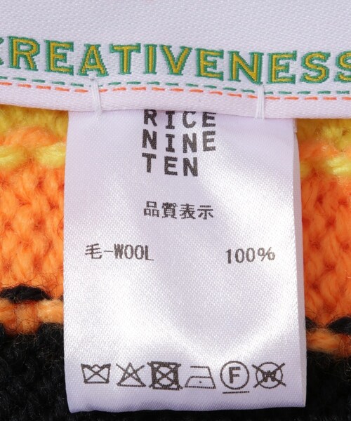 ADAM ET ROPE'（アダムエロペ）の「【RICE NINE TEN/ライス ナイン テン】HAND KNITTED BEANIE（ニットキャップ/ビーニー・メンズ・ブラック/ホワイト/ブルー・F）」の8枚目の写真