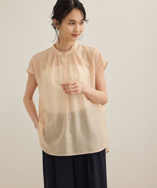 ROPE'（ロペ）の「【洗える】キュプラシルク フレンチスリーブブラウス（シャツ/ブラウス・レディース・ホワイト/ベージュ/ネイビー/ピンク系・F）」の18枚目の写真