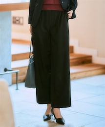 nissen | 【あったか裏起毛】ウール調ストレッチワイドパンツ（しわになりにくい・保温性）<大きいサイズ有>(パンツ)