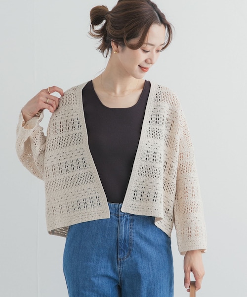 URBAN RESEARCH DOORS(アーバンリサーチドアーズ)の「クロシェニットカーディガン(カーディガン/ボレロ・レディース・OFF/BEIGE・Free)」の2枚目の写真