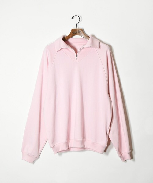 ADAM ET ROPE'（アダムエロペ）の「【KAPTAIN SUNSHINE】Sea Island Cotton Sweat Halfzip Pullover（スウェット・メンズ・グリーン/ピンク・36/38）」の3枚目の写真