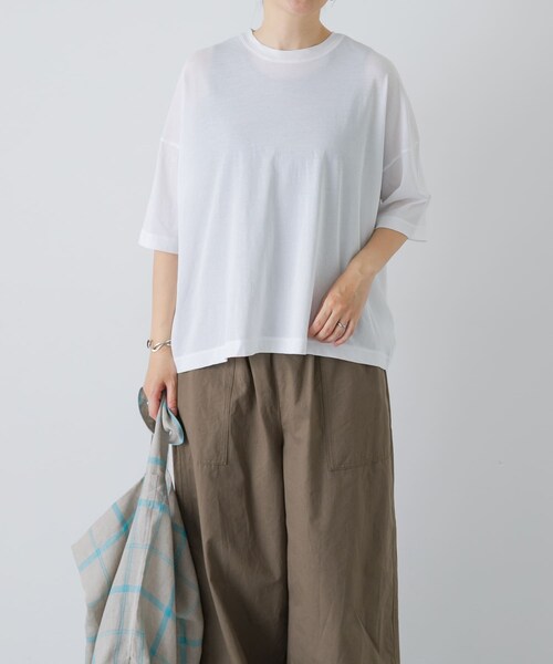 かぐれ（カグレ）の「ハイツイストコットン半袖Tシャツ（Tシャツ/カットソー・レディース・OFF/BLACK/CHARCOAL・Free）」の10枚目の写真
