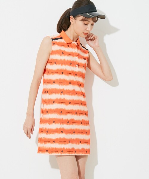 ROPE'（ロペ）の「【UV】【吸水速乾】タイダイプリントノースリーブワンピース（ワンピース・レディース・ブラック/ネイビー/オレンジ・L/M/S）」の3枚目の写真