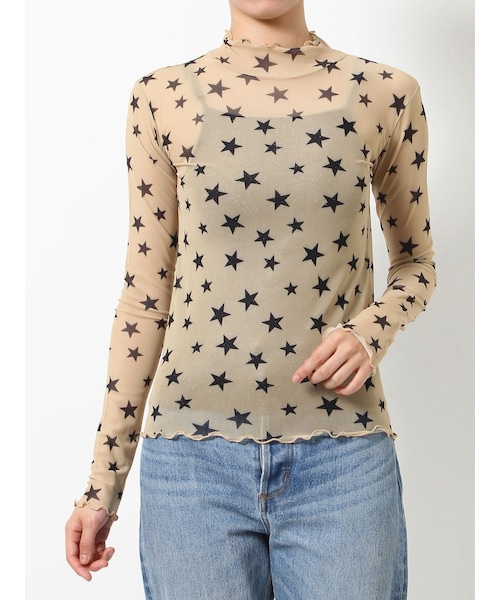 jouetie（ジュエティ）の「パターンシアーフィットトップス（Tシャツ/カットソー・レディース・オフホワイト/ブラック/ピンク/ブルー/ベージュ・M）」の7枚目の写真