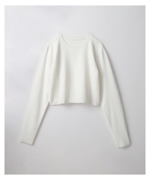 nissen（ニッセン）の「【TTOL】クロップドニットトップス（Tシャツ/カットソー・レディース・ホワイト/黒・1(M~L)/2(L~LL)）」の3枚目の写真