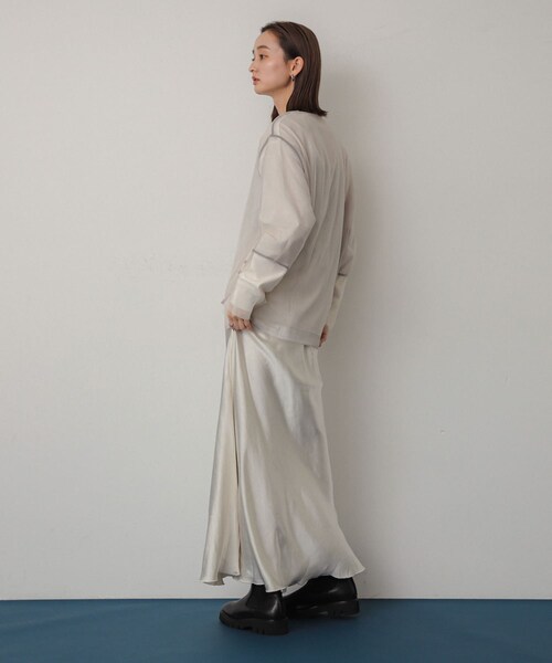 SENSE OF PLACE by URBAN RESEARCH(センスオブプレイスバイアーバンリサーチ)の「シアーチュールトップ(Tシャツ/カットソー・レディース・IVO×GRY/BEG×IVO/C.GRY×GRY/BLK×C.GRY・one)」の12枚目の写真