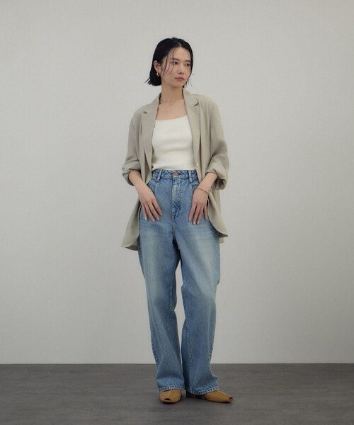 ADAM ET ROPE'（アダムエロペ）の「シルクリブタンクトップ（タンクトップ・レディース・ブラック/オフホワイト/ベージュ・F）」の8枚目の写真