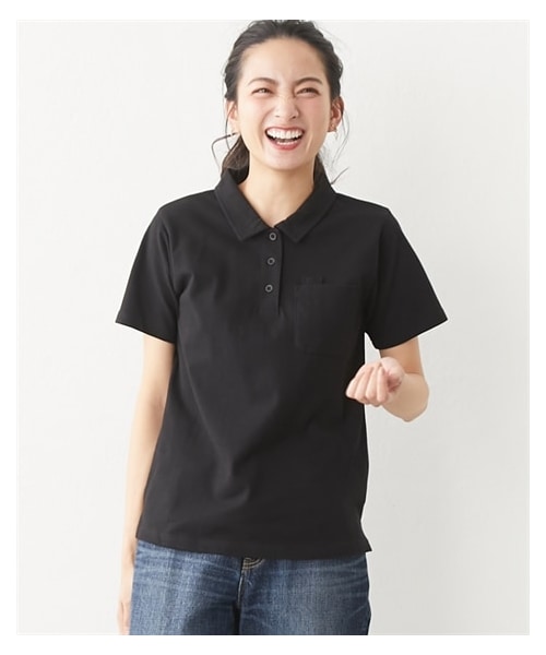 nissen（ニッセン）の「ペン差し半袖ポロシャツ（吸汗速乾・UVカット）＜大きいサイズ有＞（ポロシャツ・レディース・黒/オフホワイト/ネイビー/杢グレー・L/LL/3L/4L/5L/6L/8L/10L/S/M）」の21枚目の写真