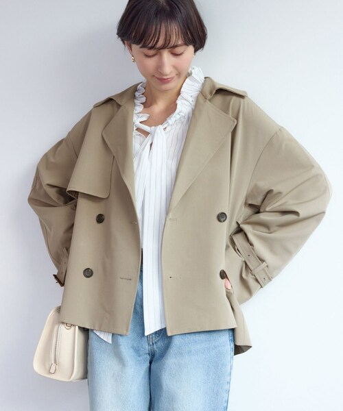ROPE' PICNIC（ロペピクニック）の「ショート丈トレンチコート/撥水・花粉ガード（トレンチコート・レディース・ベージュ/カーキ/ネイビー・F）」の16枚目の写真