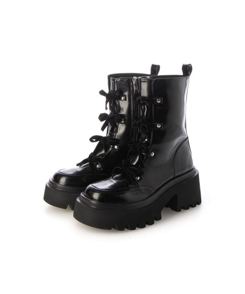 EVOL（イーボル）の「【EVOL/イーボル】 リボンレースアップ厚底ショートブーツ IX5580 （ブーツ・レディース・BL・L/24-24.5cm/LL/25-25.5cm/M/23-23.5cm/S/22-22.5cm）」の4枚目の写真