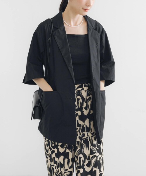 URBAN RESEARCH（アーバンリサーチ）の「コットンハーフスリーブジャケット（テーラードジャケット・レディース・IVORY/BLACK・FREE）」の17枚目の写真