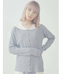 merry jenny | mellowサテンコンビリブセーラーカットソー(Tシャツ/カットソー)