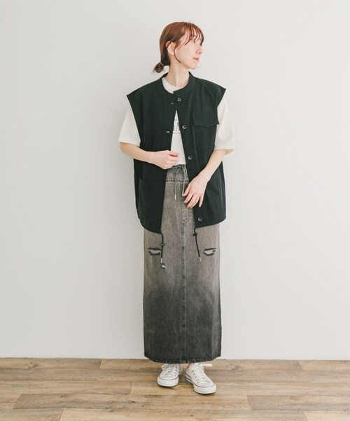 ITEMS URBANRESEARCH（アイテムズ アーバンリサーチ）の「ダブルウエストデニムスカート（デニムスカート・レディース・BLU/BLK・FREE）」の6枚目の写真