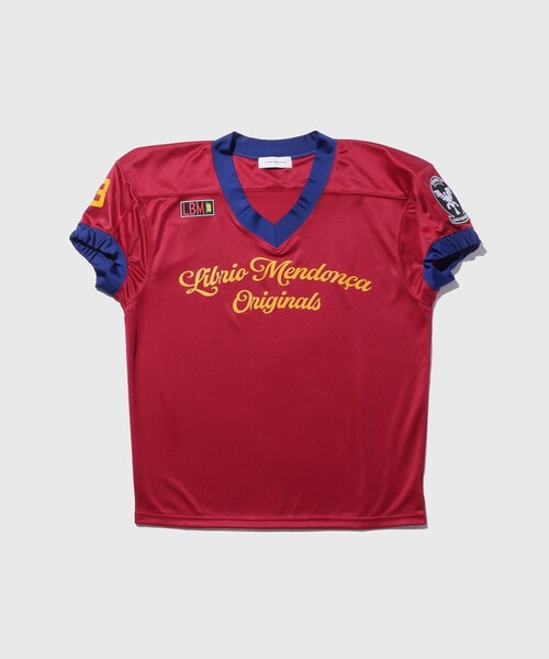 ADAM ET ROPE'(アダムエロペ)の「【LIBRIO MENDONCA/リブリオ メンドンサ】 AMERICAN FOOTBALL TOP(Tシャツ/カットソー・メンズ・ブラック/レッド・L/M)」の4枚目の写真