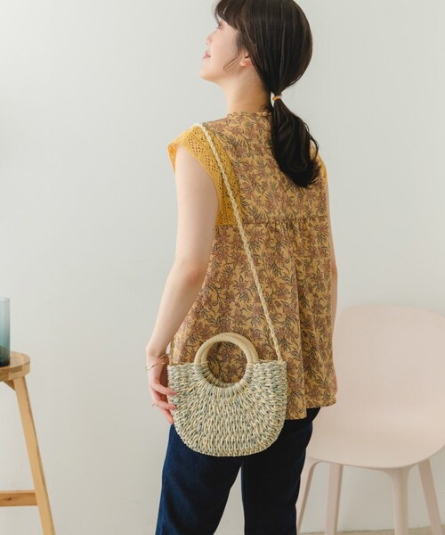 RODE SKO（ロデスコ）の「ミニラウンドハンドルカゴバッグ（かごバッグ・レディース・GRAY MIX/BEIGE MIX/NATURAL・one）」の7枚目の写真