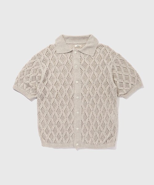 ADAM ET ROPE'（アダムエロペ）の「【Allege/アレッジ】Lace Hole Knit S/S Shirts（ニット/セーター・メンズ・チャコール/キナリ・3/4）」の21枚目の写真