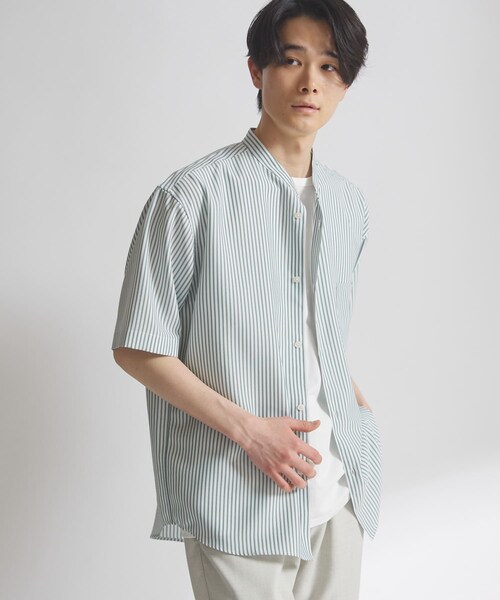 URBAN RESEARCH DOORS（アーバンリサーチドアーズ）の「『XLサイズ/WEB限定』『吸水速乾』セオアルファバンドカラーショートスリーブ シャツ（シャツ/ブラウス・メンズ・BLUE/L.GRAY/CHARCOAL/STRIPE・M/L/XL）」の3枚目の写真