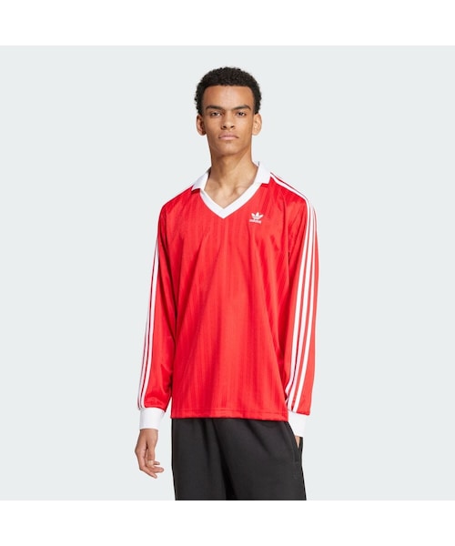 adidas(アディダス)の「アディカラー ピケ サッカー長袖Tシャツ(トップス・メンズ・ベタースカーレット/セミルシッドブルー/ミネラルグリーン/ブラック/ブルー/レッド/グリーン/イエロー/ホワイト・XS/S/M/L/XL/2XL/3XL/J/2XS/4XL/5XL/6XL/J/4XL/J/XS/J/S/J/M/J/L/J/XL/J/2XL/J/3XL)」の1枚目の写真